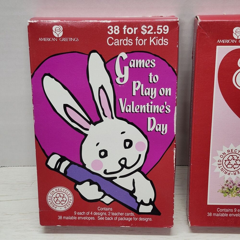 Lot of 4 Vintage Valentine's Day Cards American Greetings Peppermint Rose 1993 - Picture 3 of 14